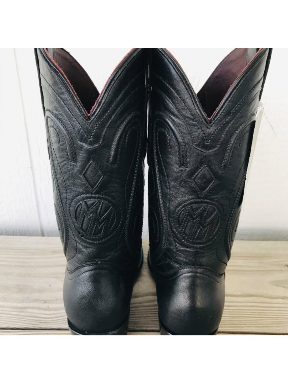 Montana San Angelo Womens Black Corded Cowboy Western Boots 8 W M2136 - Picture 12 of 13
